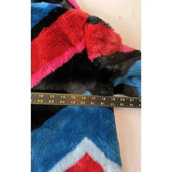 Alice + Olivia Jerri Color Block Faux Fur Coat Jacket Womens Size S Mobwife - Picture 6 of 11